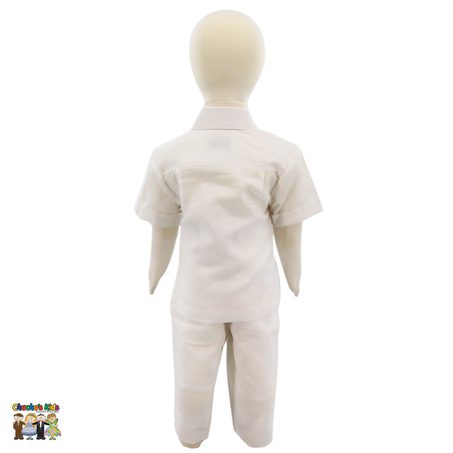 Boys Linen Guayabera Set (White)