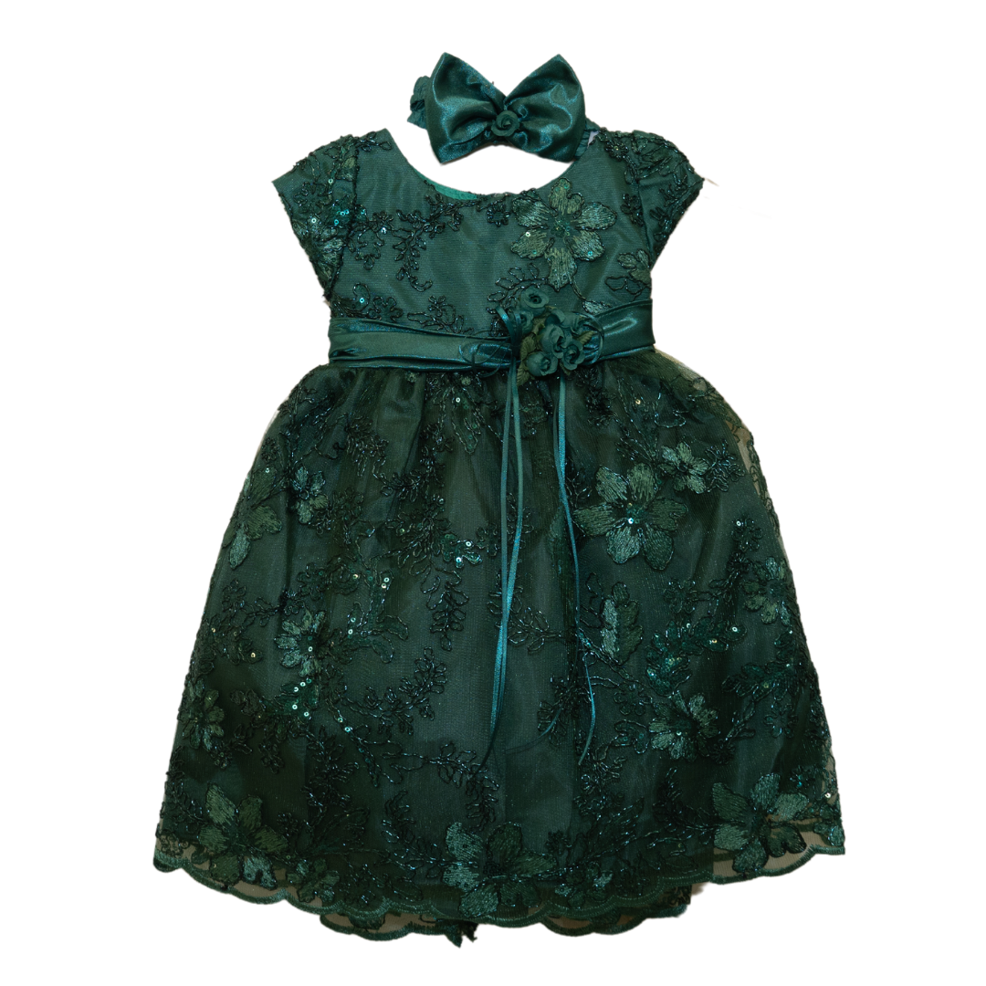Baby Party / Flower Girl Dress (D-1664)-Girls-Emerald Green-S-Chacho's-Kids