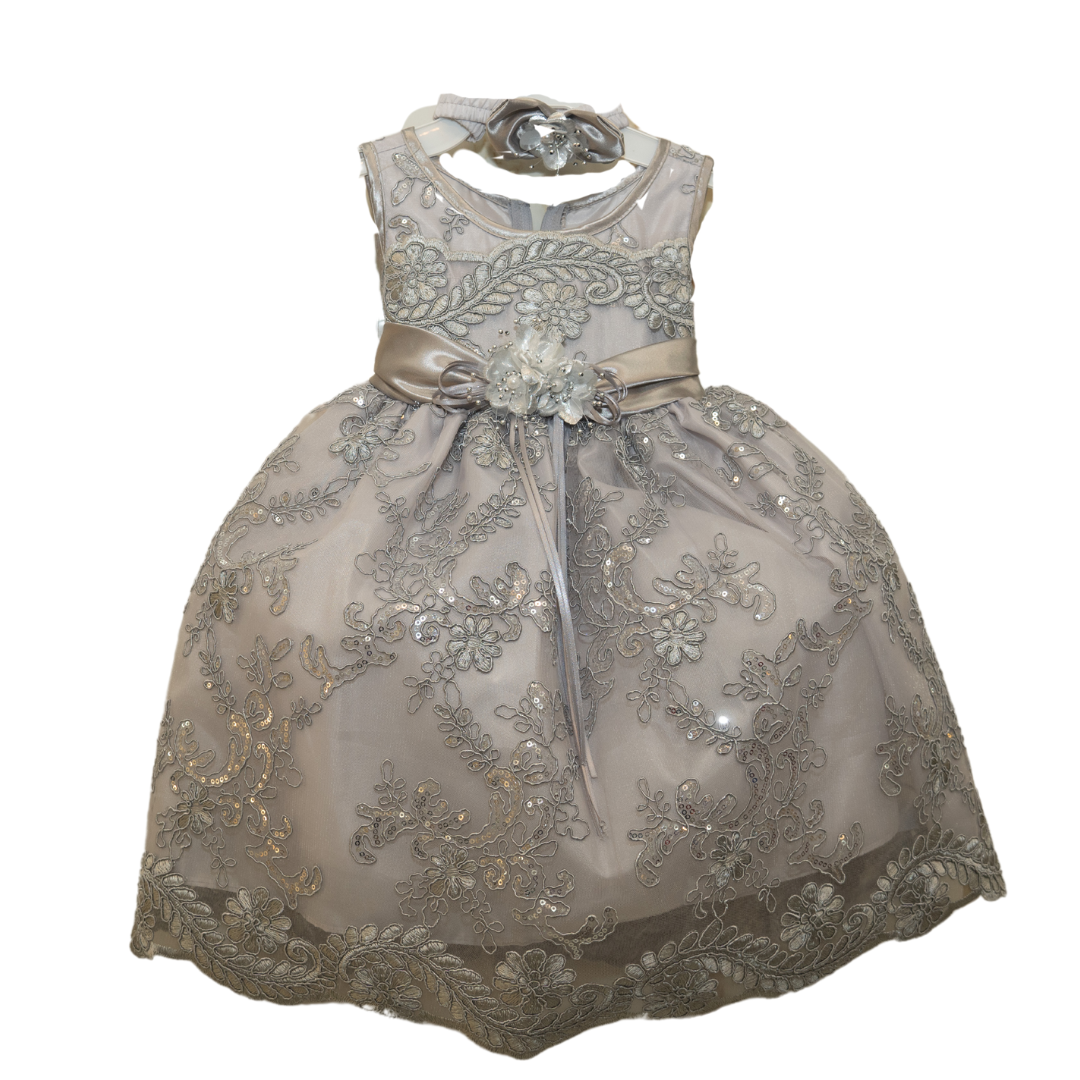 Baby Party/Flower Girl Dress (D1560)-Girls-Gray-S-Chacho's Kids