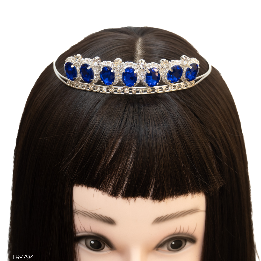 Girls Princess Tiara (TR-794)-Girls-Blue/Silver-Chacho's Kids