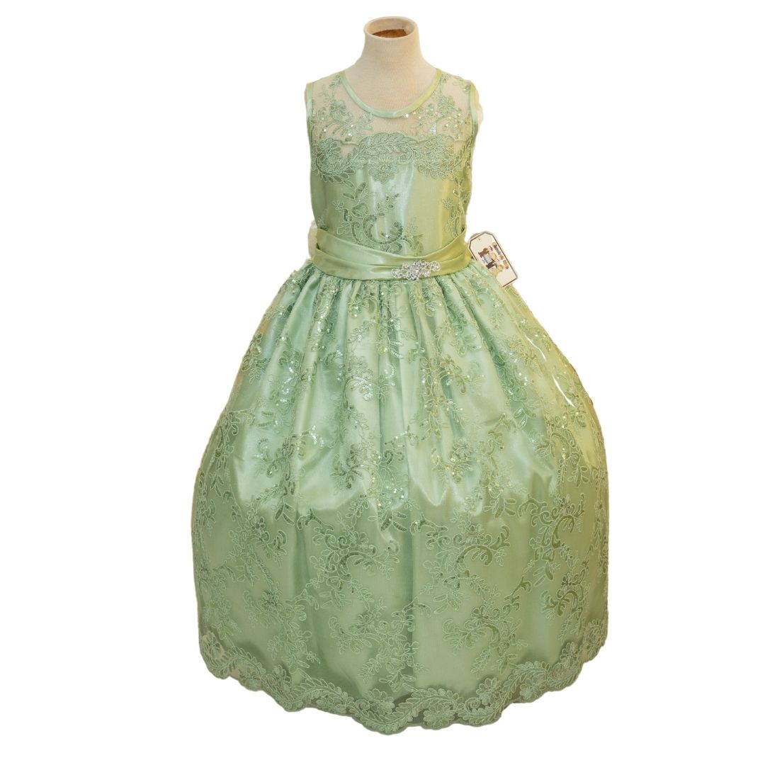 Party/Flower Girl Dress (D1550)-Girls-Sage Green-2-Chacho's Kids