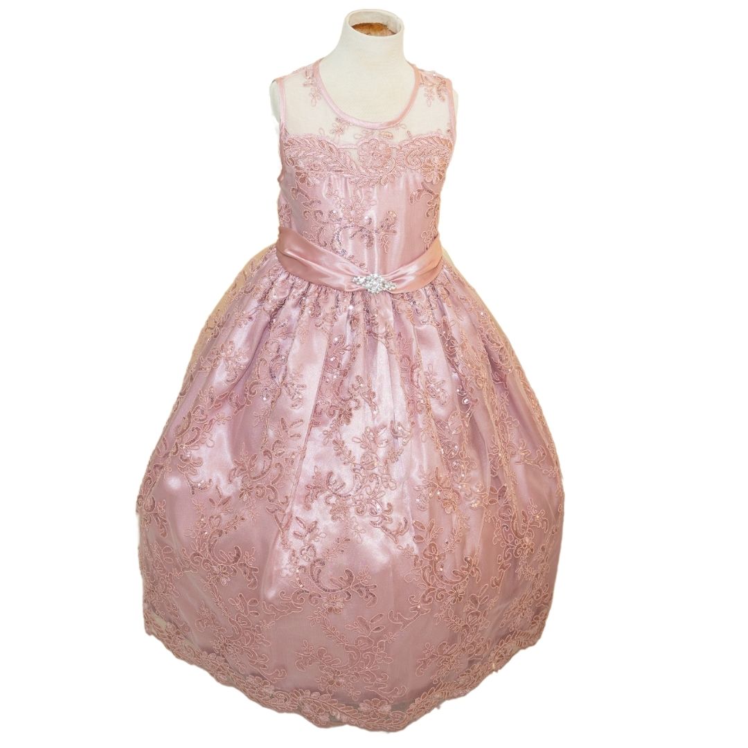 Party/Flower Girl Dress (D1550-1)-Girls-Dusty Rose-2-Chacho's Kids