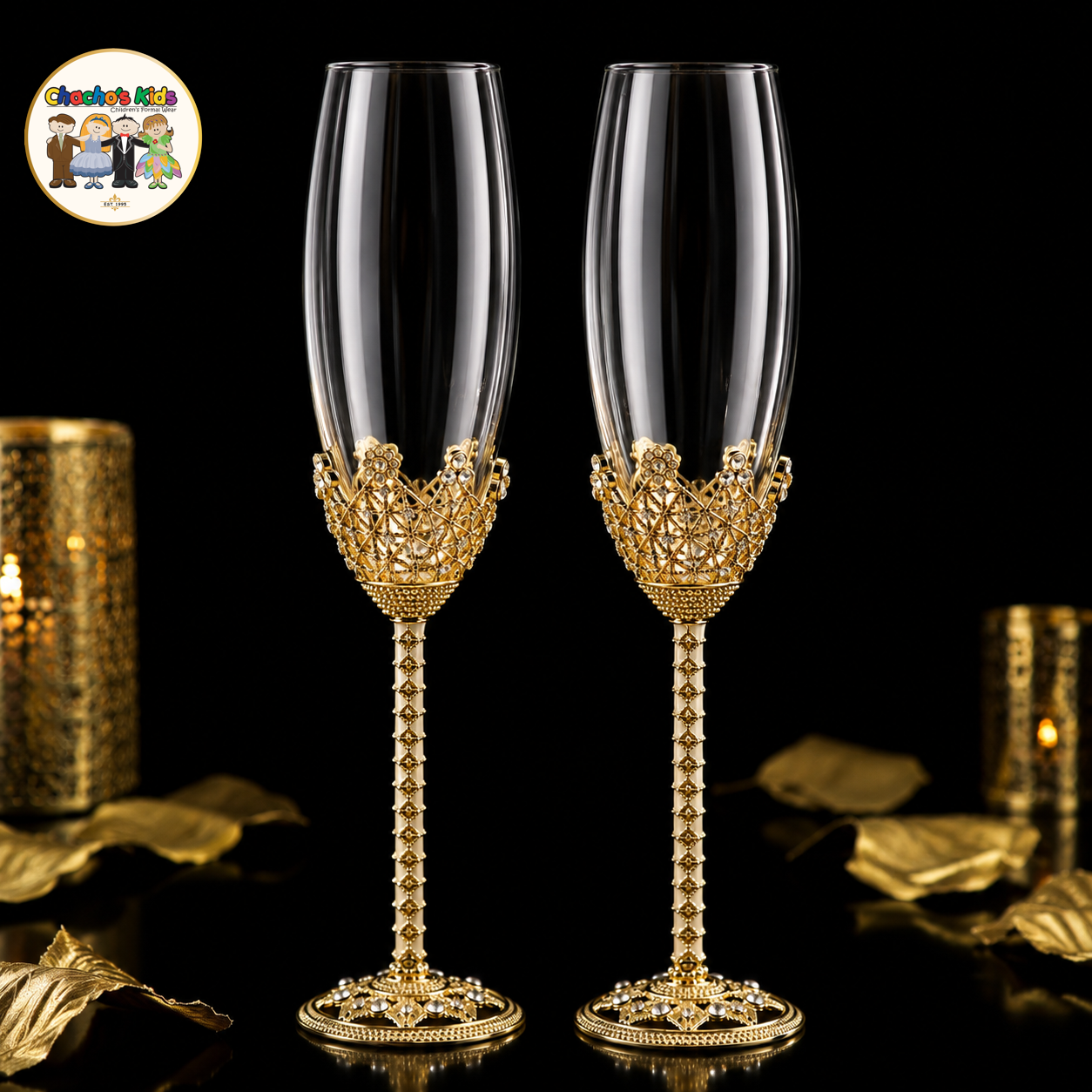 Royal Crown Wedding Flutes (Gold)-800