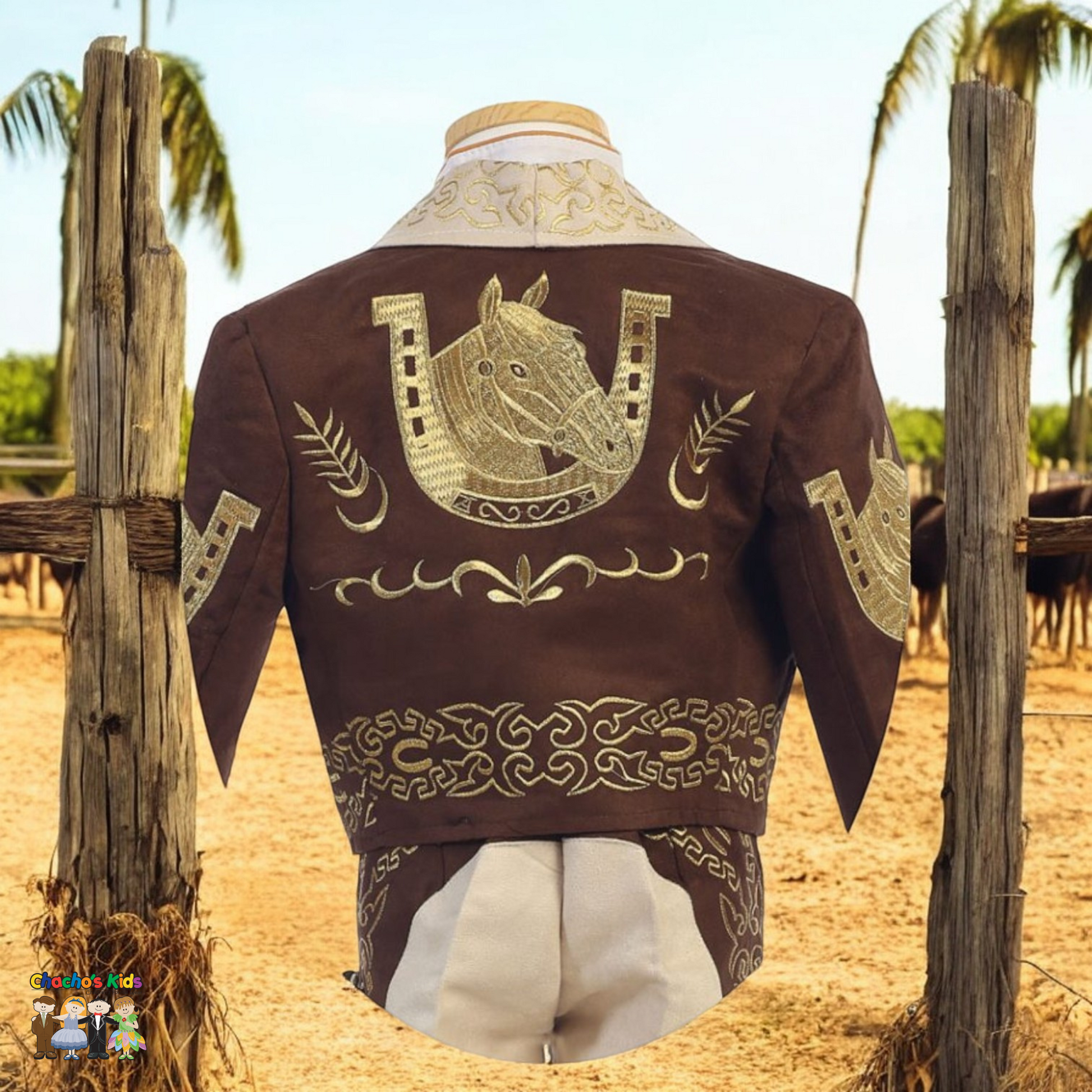 Charro Suit (6-Piece) Ivory/Brown-Boys-Chacho's Kids