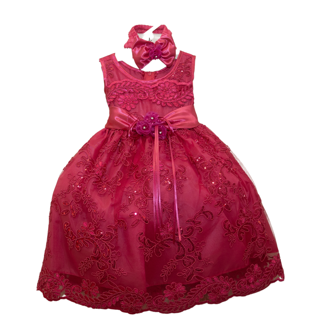 Baby Party/Flower Girl Dress (D1560)-Girls-Fuchsia-S-Chacho's Kids