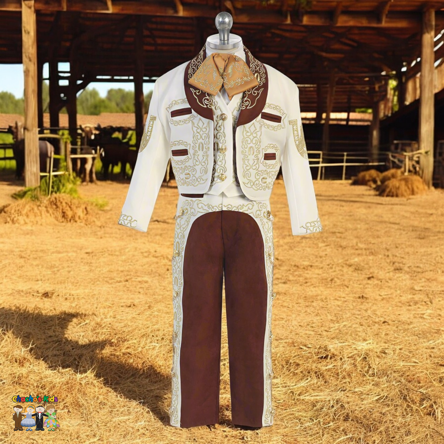 Charro Suit (6-Piece) Ivory/Brown-Boys-Chacho's Kids