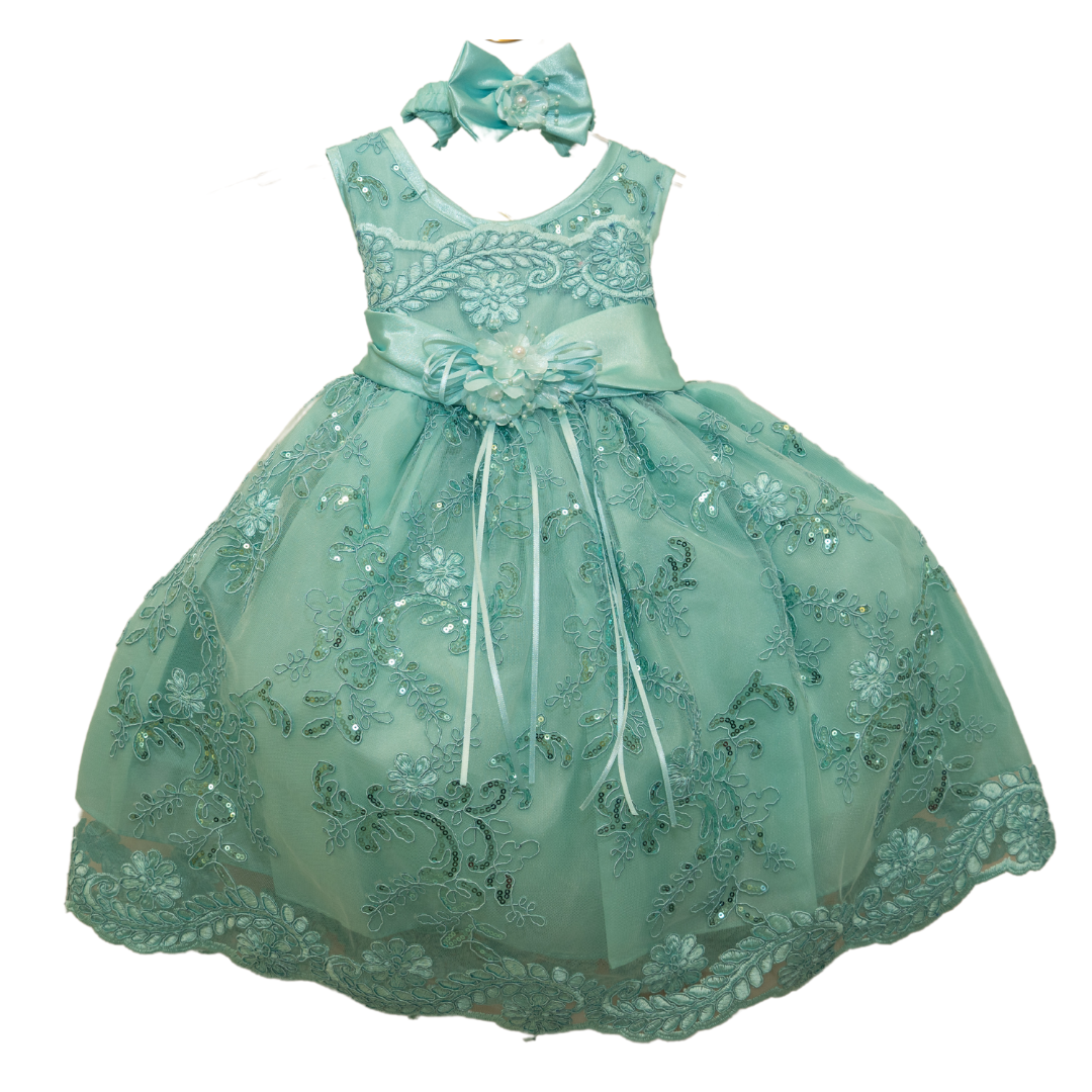 Baby Party/Flower Girl Dress (D1560)-Girls-Mint Green-S-Chacho's Kids