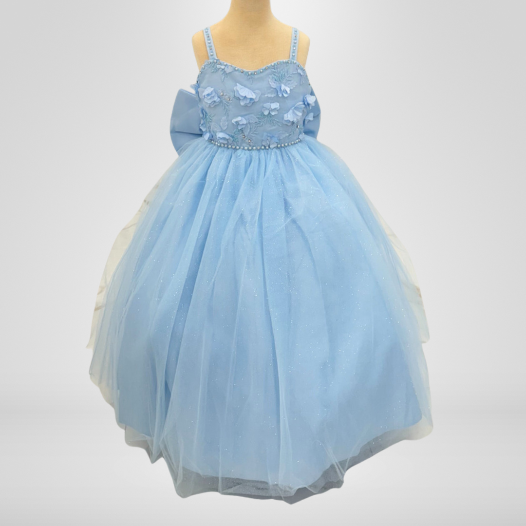 Ball Gown Dress (9014)-Girls-Baby Blue-2-Chacho's Kids
