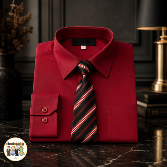 Classic Apple Red Dress Shirt w/Tie