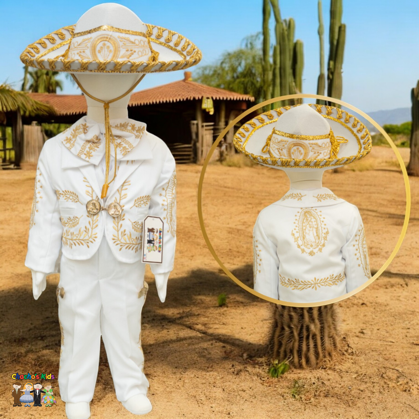Charro Baptism (6-Piece) (White/Virgin/Gold)-Boys-6M-Chacho's Kids