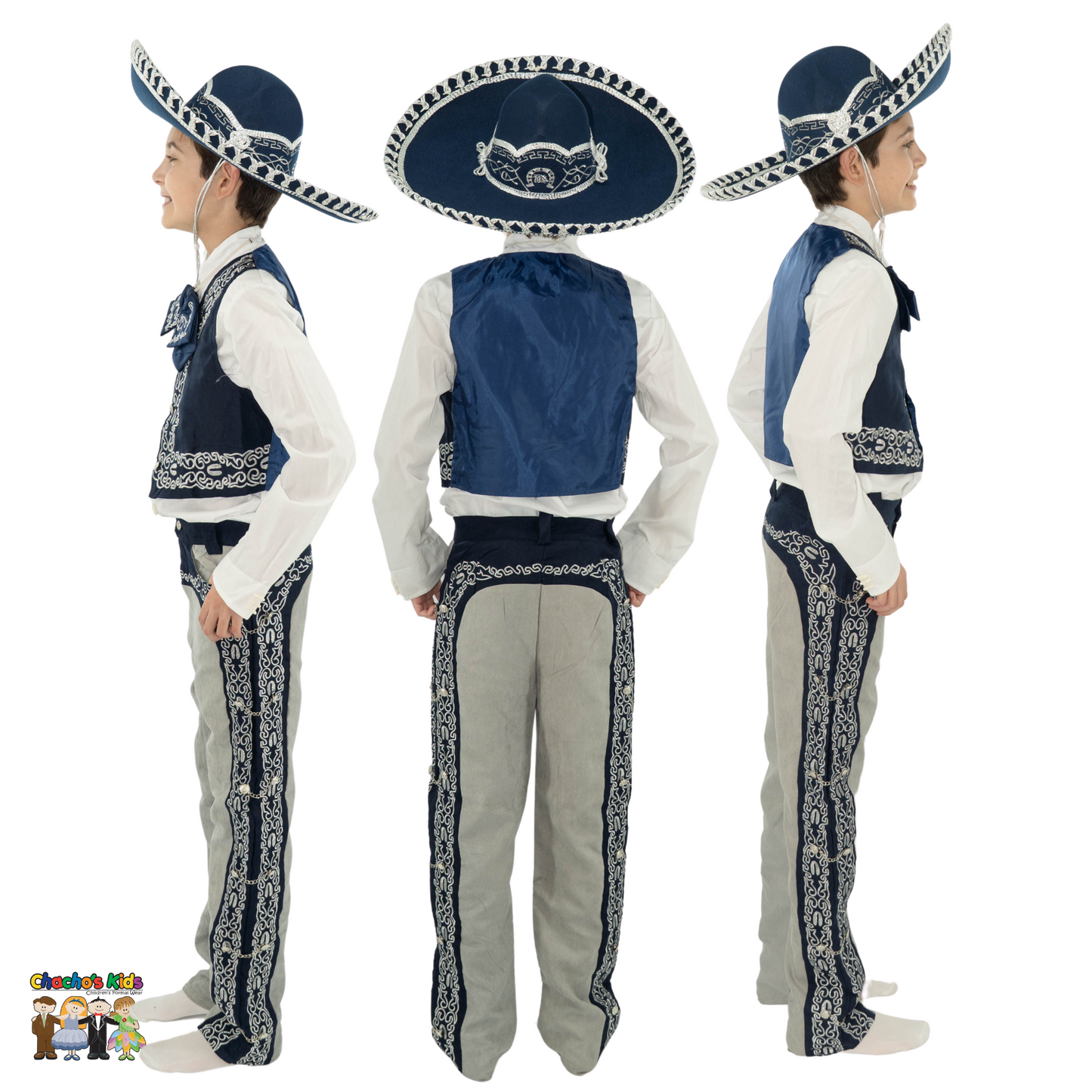 Charro Suit (6-Piece) Navy/Gray