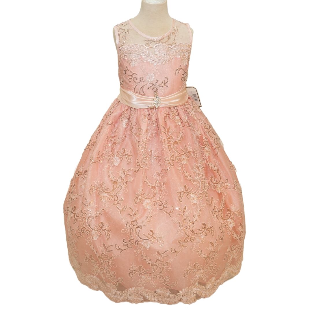 Party/Flower Girl Dress (D1550)-Girls-Blush-2-Chacho's Kids