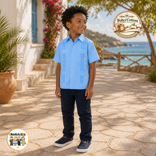 Boys Guayabera Poly/Cotton (6535)