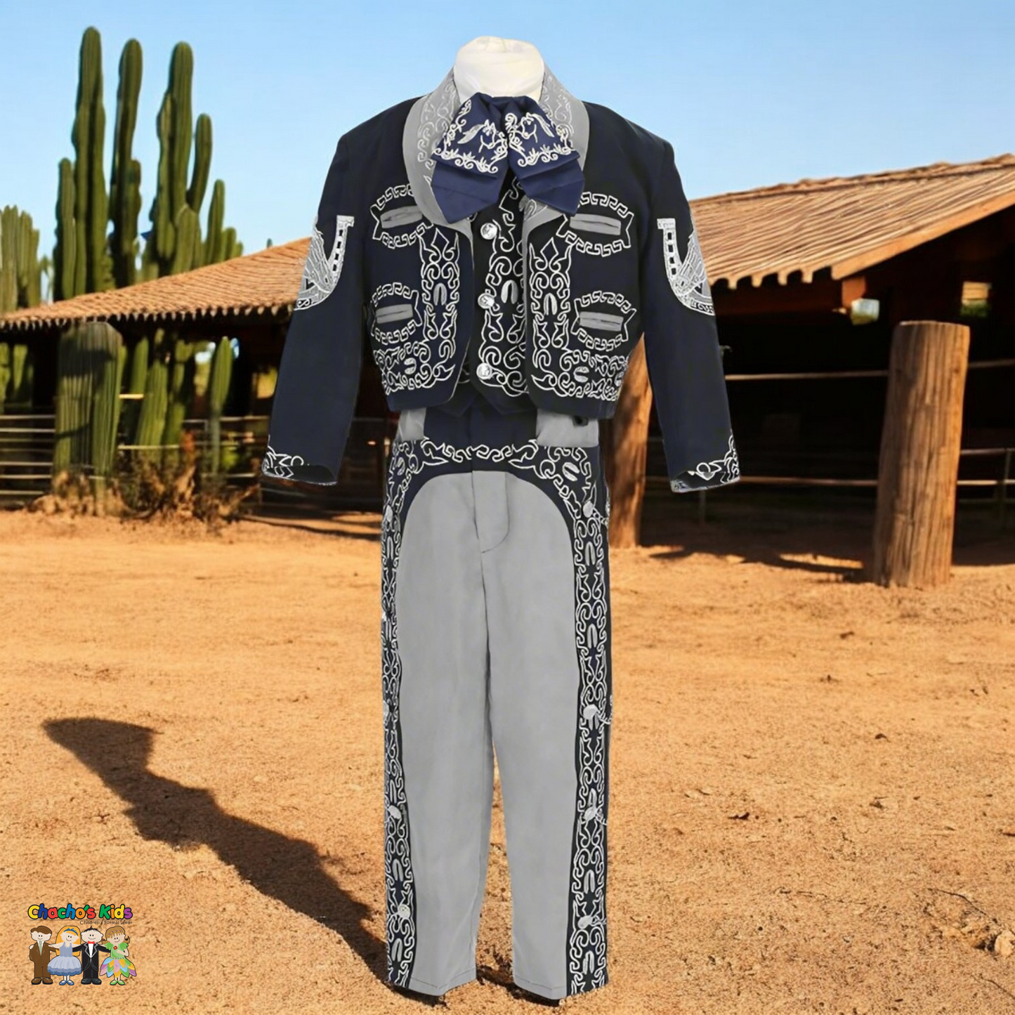 Charro Suit (6-Piece) Navy/Gray-Boys-1-Chacho's Kids