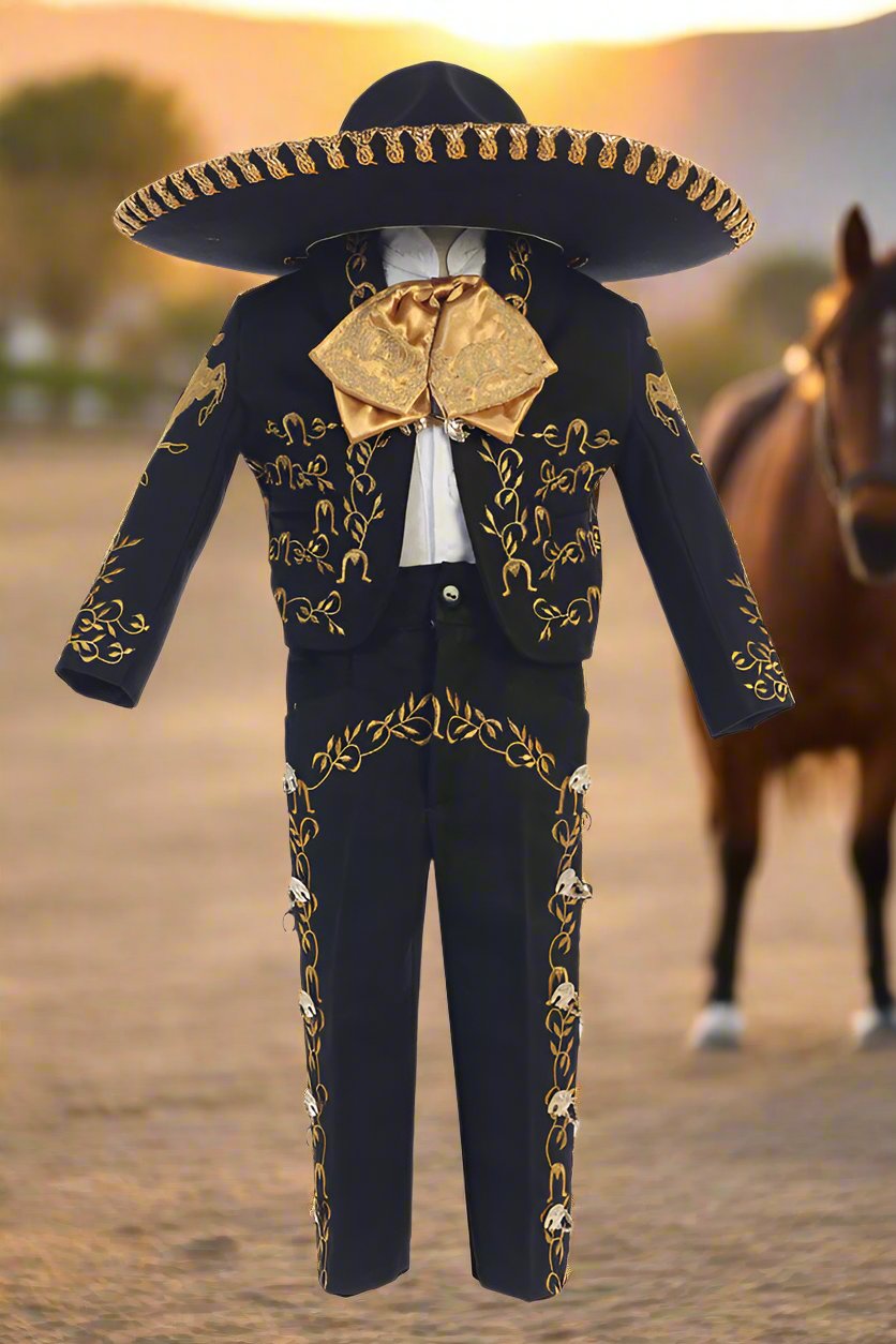 Charro Suit (6-Piece) Black/Gold-Boys-Chacho's Kids