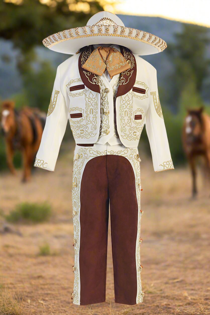 Charro Suit (6-Piece) Ivory/Brown-Boys-Chacho's Kids