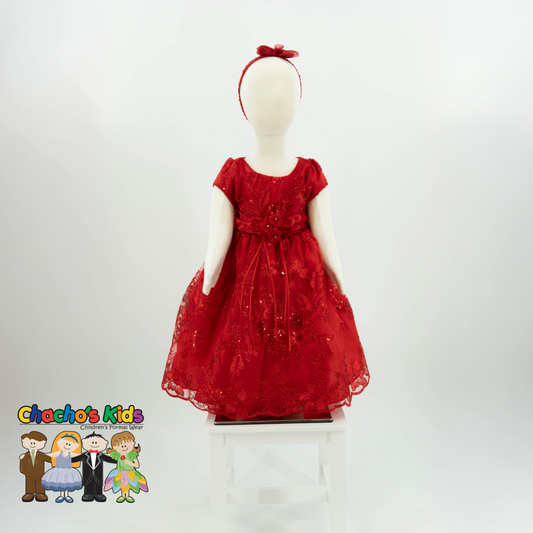 Baby Party / Flower Girl Dress (D-1664)-Girls-Red-S-Chacho's-Kids