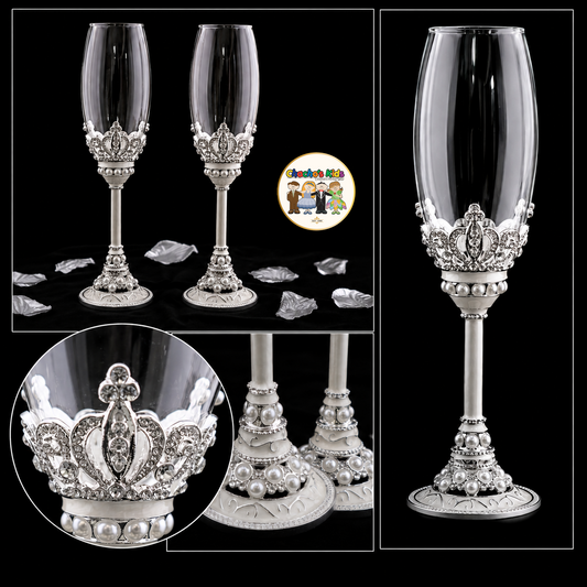 Wedding Flutes Set-Silver-803