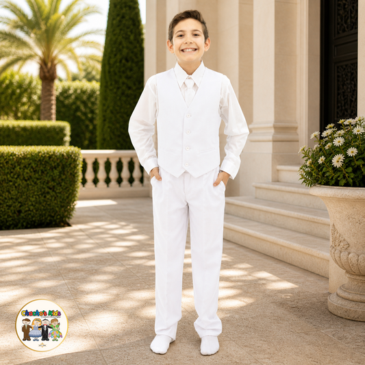 Executive Italian-Cut Boys Suit-Premium (White)