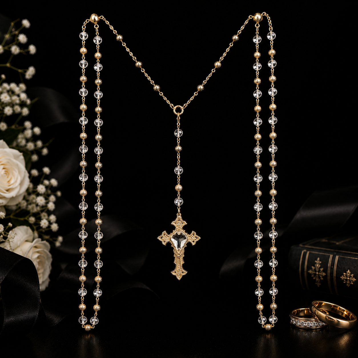 Crystal Heart Wedding Lasso (Gold)
