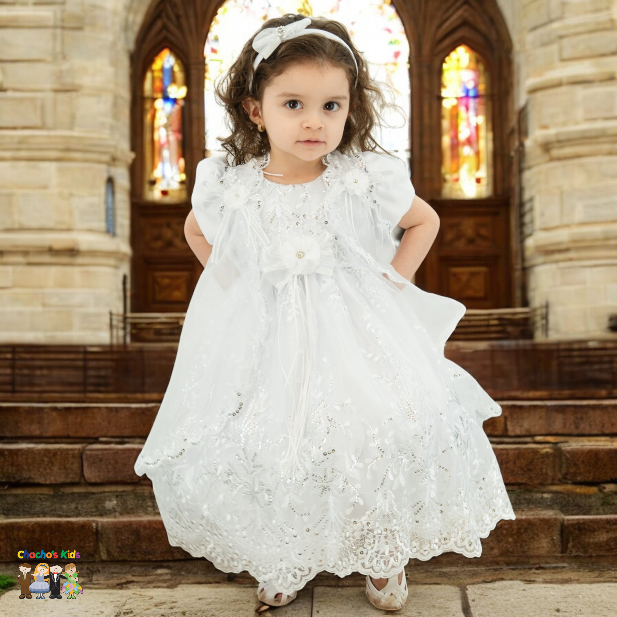 Girls Baptism Dress-White (265) – Chacho's Kids
