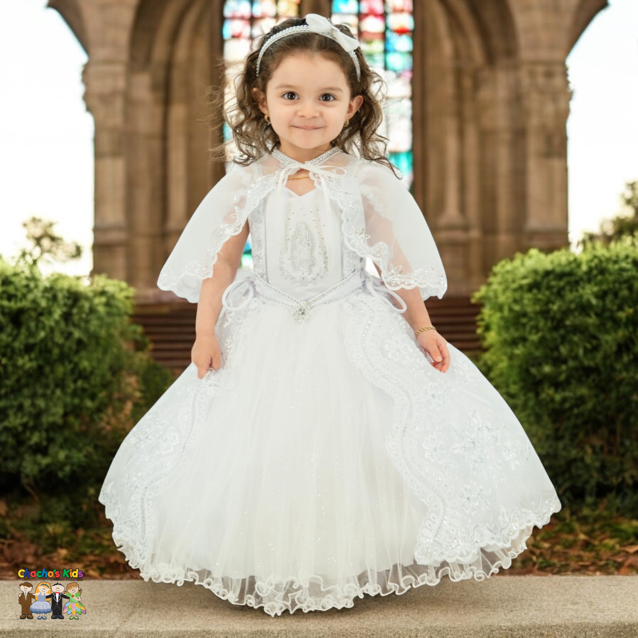 Girls Baptism Dress-3 Piece-White (463) – Chacho's Kids