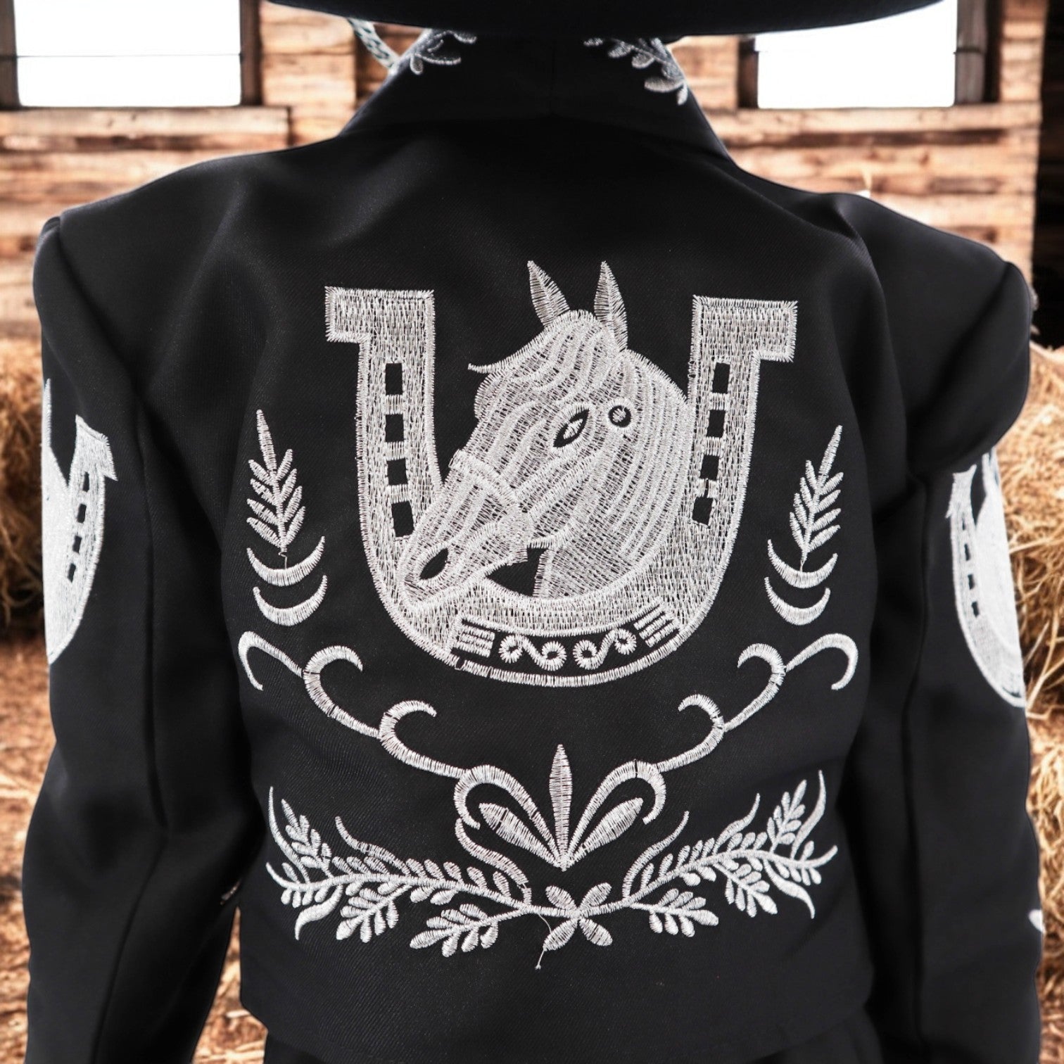 Charro Suit (7-Piece) (Black/Horse/Silver)-Boys-Chacho's Kids