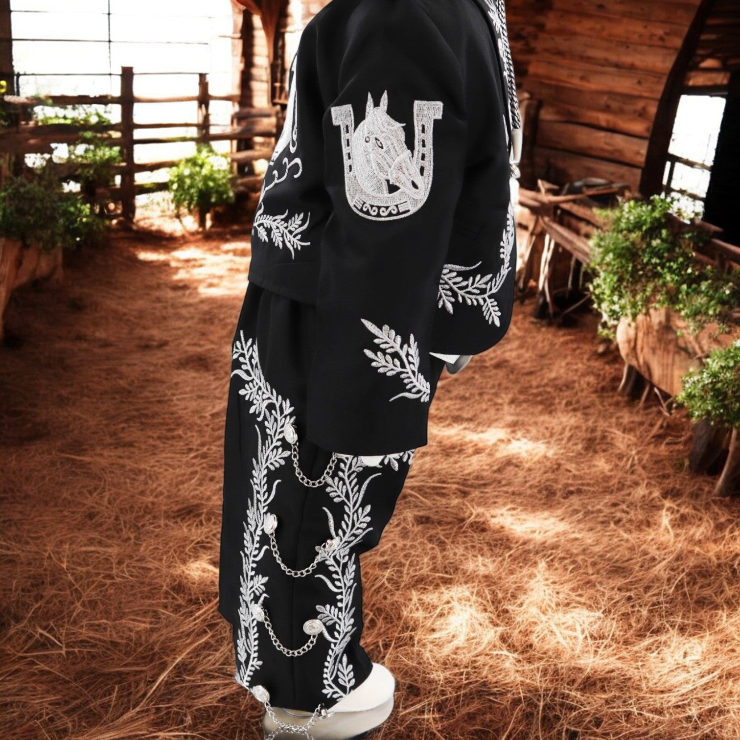 Charro Suit (7-Piece) (Black/Horse/Silver)-Boys-Chacho's Kids