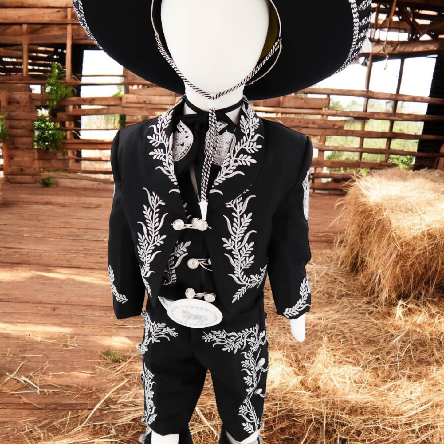 Charro Suit (7-Piece) (Black/Horse/Silver)-Boys-Chacho's Kids
