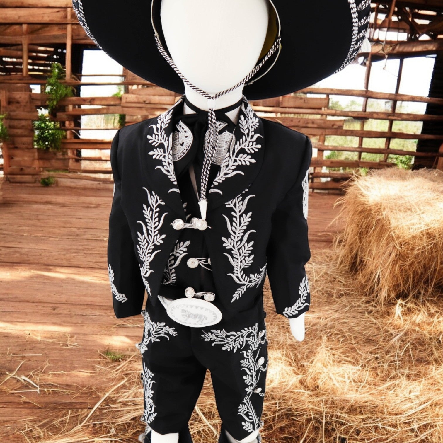 Charro Suit (7-Piece) (Black/Horse/Silver)-Boys-Chacho's Kids