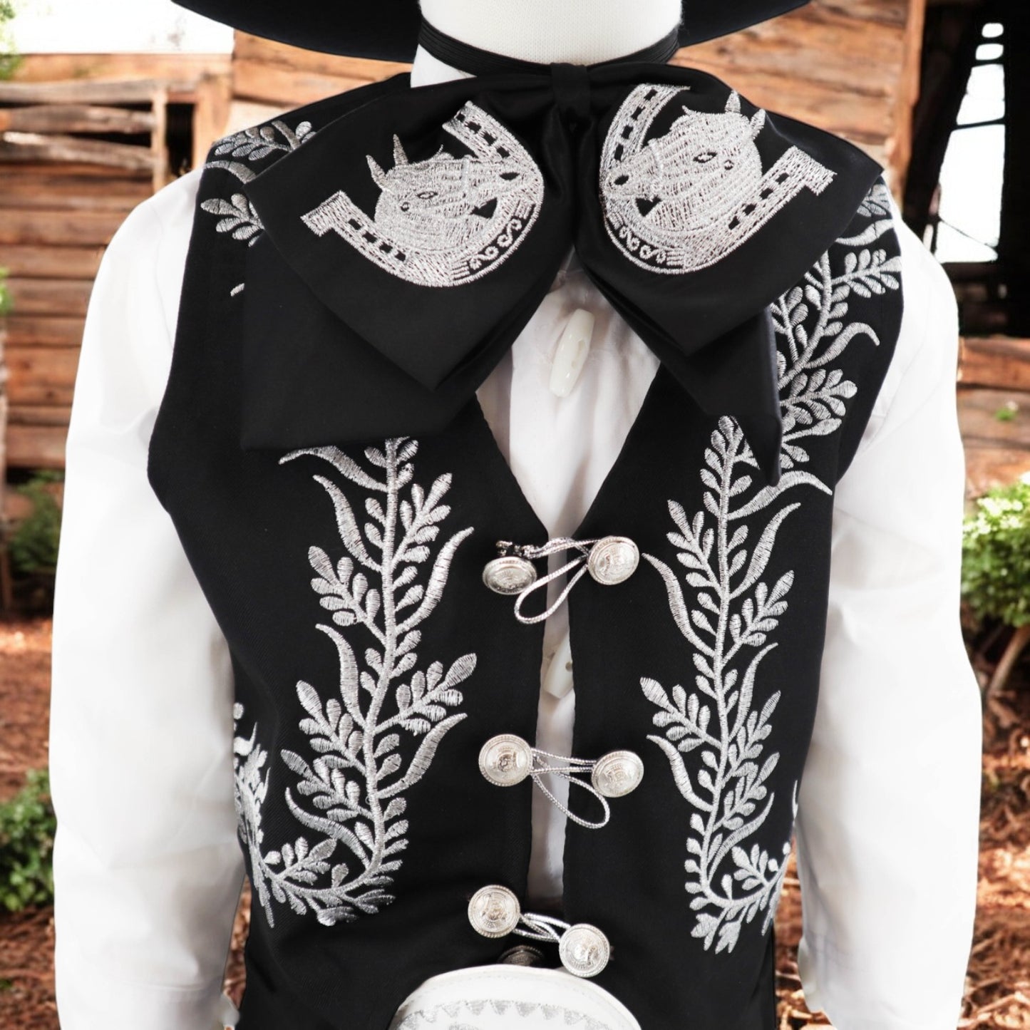 Charro Suit (7-Piece) (Black/Horse/Silver)-Boys-Chacho's Kids