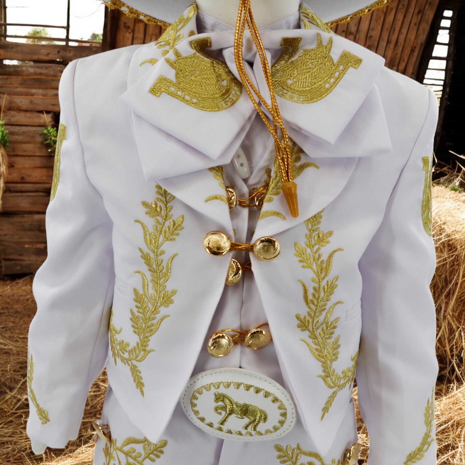 Charro Baptism (7-Piece) (White/Horse/Gold)-Boys-0-Chacho's Kids