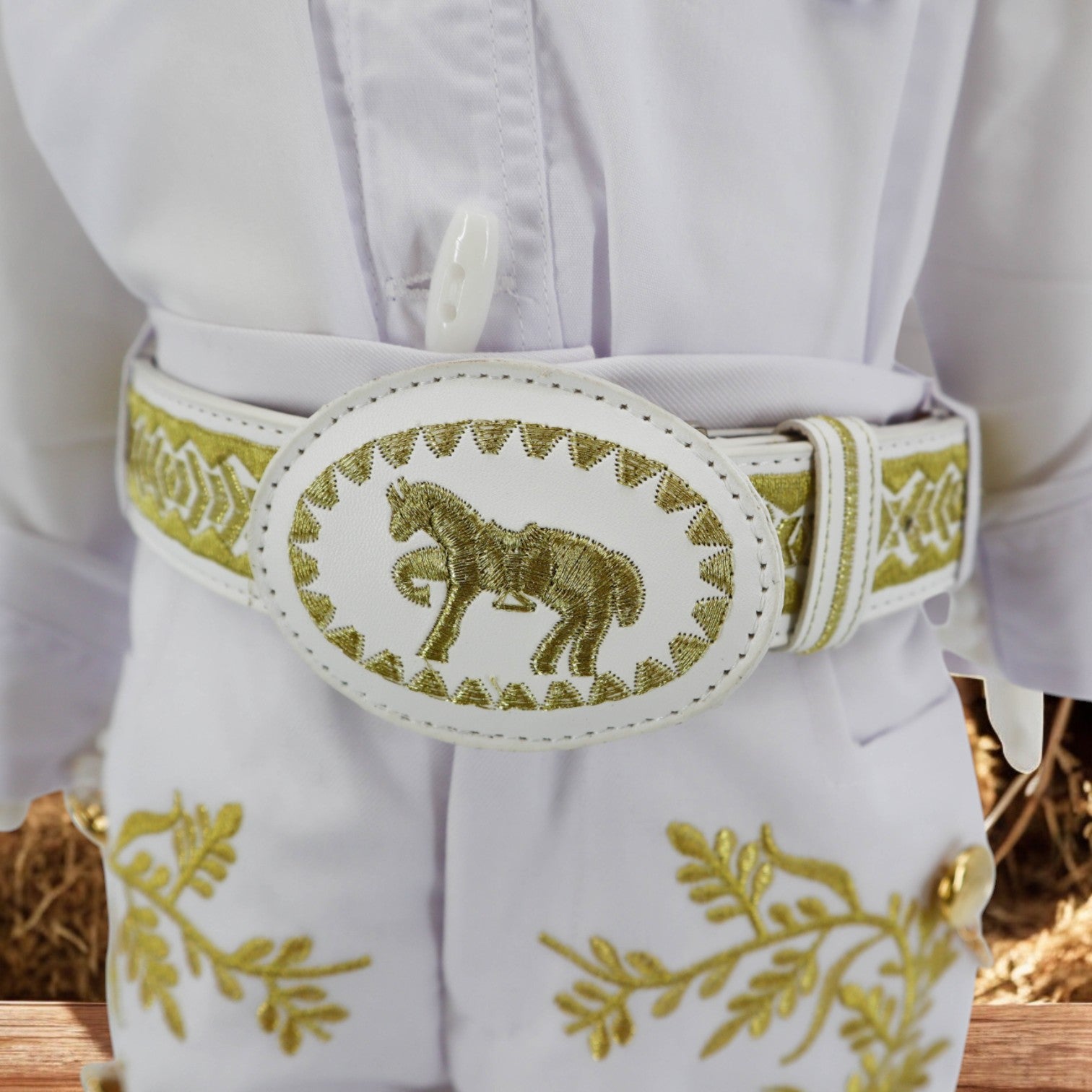 Charro Baptism (7-Piece) (White/Horse/Gold)-Boys-Chacho's Kids
