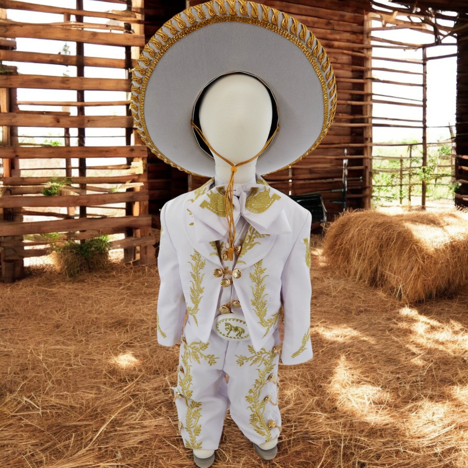 Charro Baptism (7-Piece) (White/Horse/Gold)-Boys-Chacho's Kids
