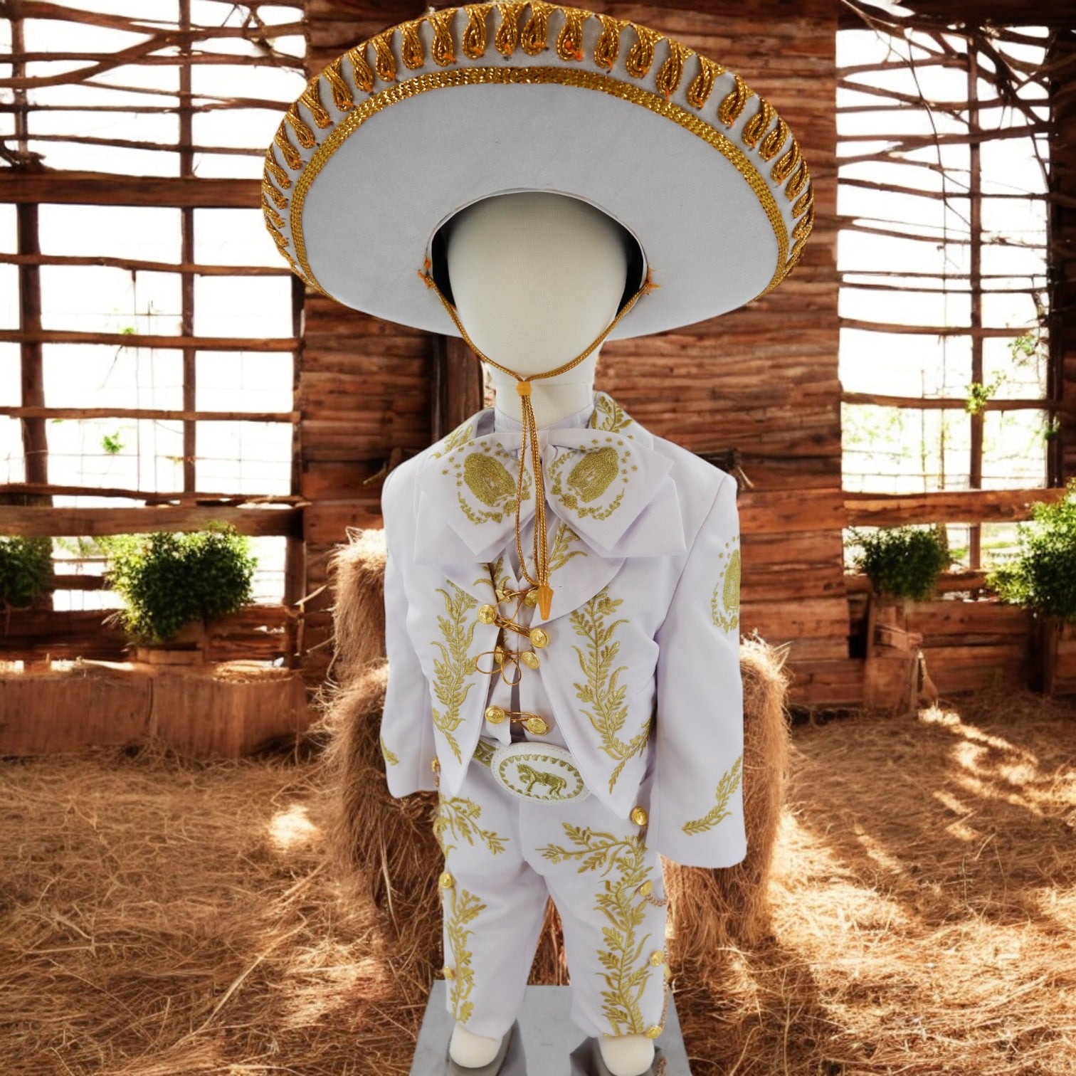 Charro Baptism (7-Piece) (White/Virgin/Gold)-Boys-Chacho's Kids