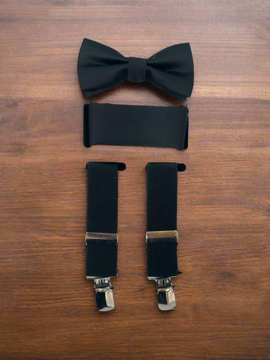 Boys 3 Piece Suspender Set (Black)-Boys-Chacho’s Kids