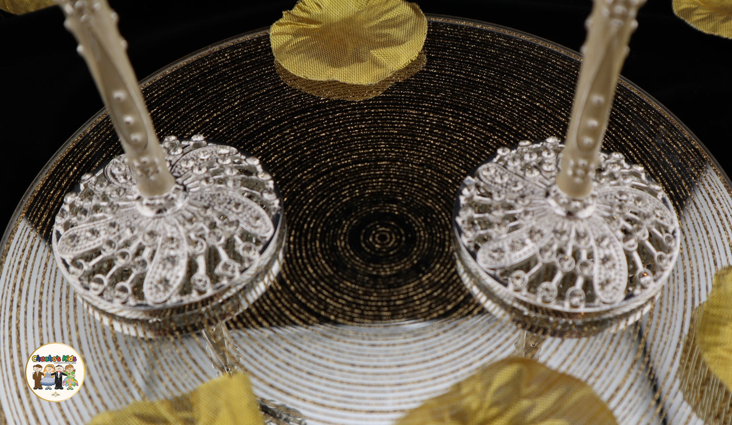 Decorative Wedding Flutes on a dark background