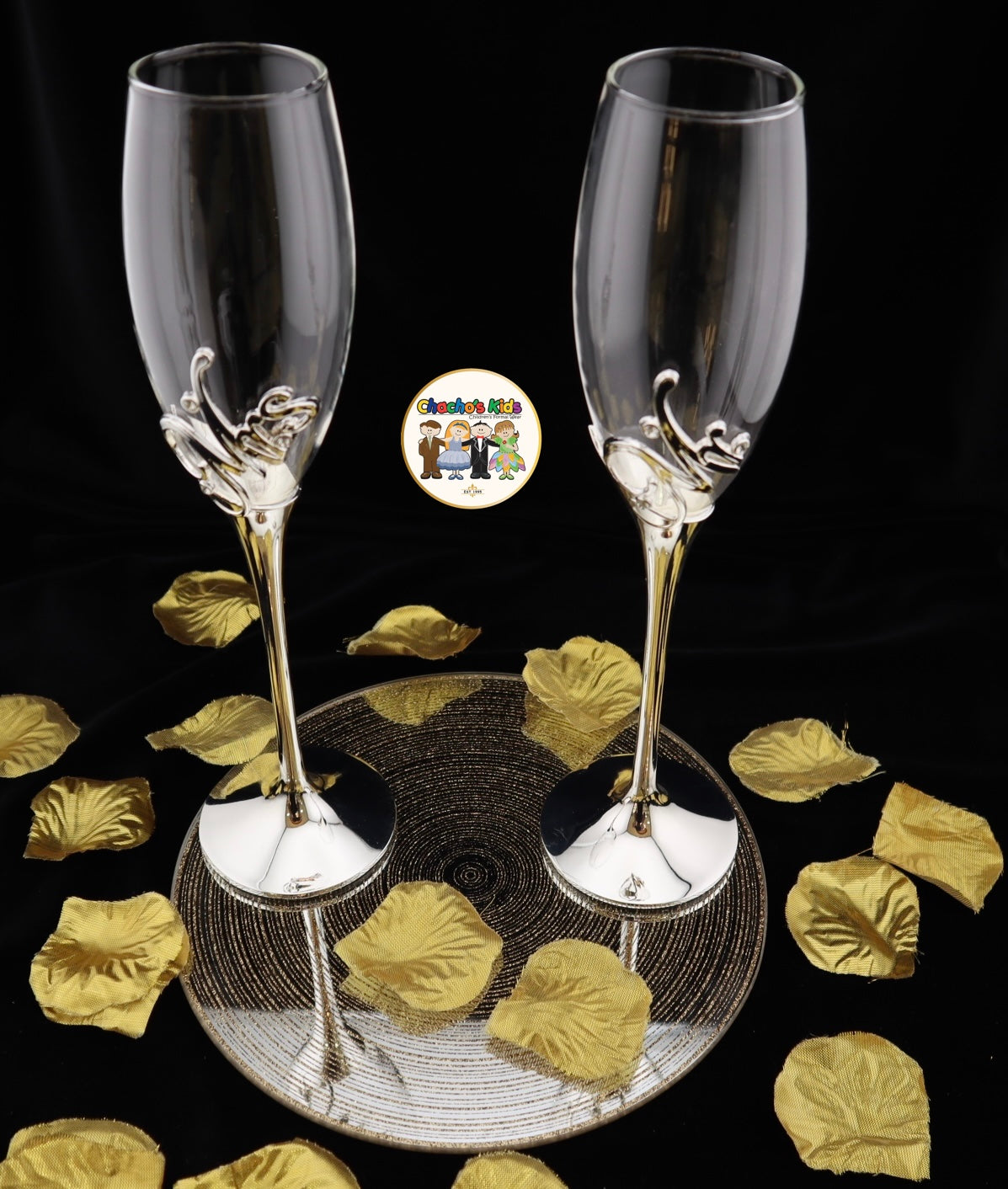 Super Elegant Wedding Wine Cups/ Wedding Flutes Set-Silver-002-Wedding Accessories-Chacho's Kids
