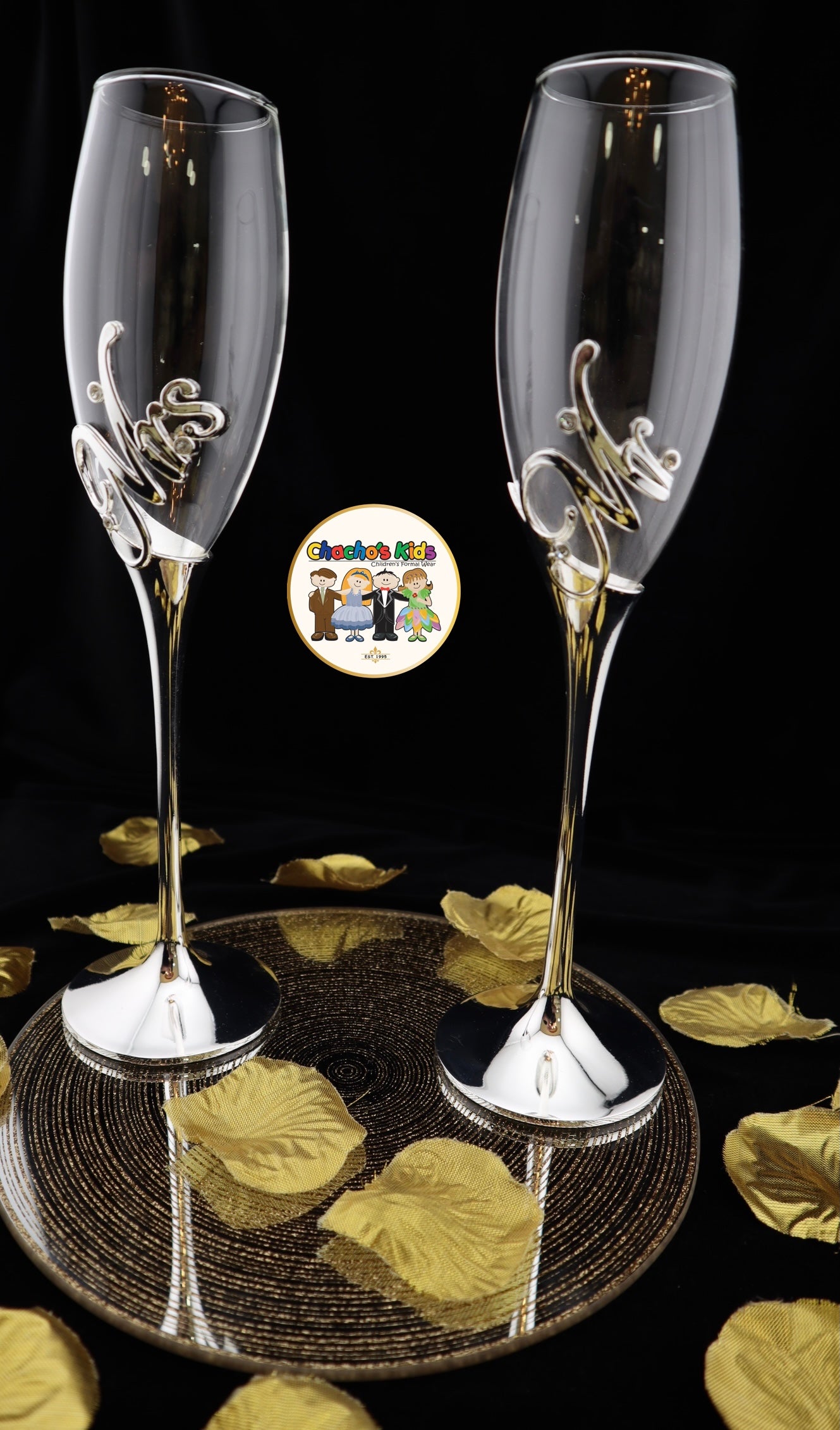 Super Elegant Wedding Wine Cups/ Wedding Flutes Set-Silver-002-Wedding Accessories-Chacho's Kids