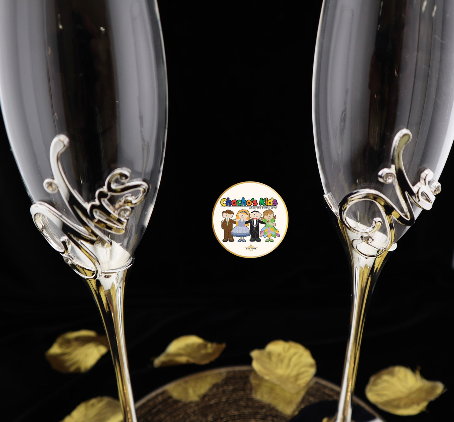 Super Elegant Wedding Wine Cups/ Wedding Flutes Set-Silver-002-Wedding Accessories-Chacho's Kids