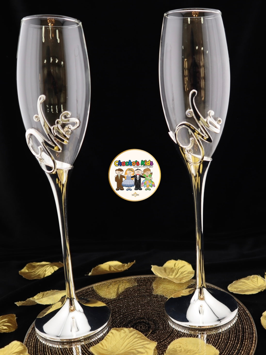 Super Elegant Wedding Wine Cups/ Wedding Flutes Set-Silver-002-Wedding Accessories-Chacho's Kids