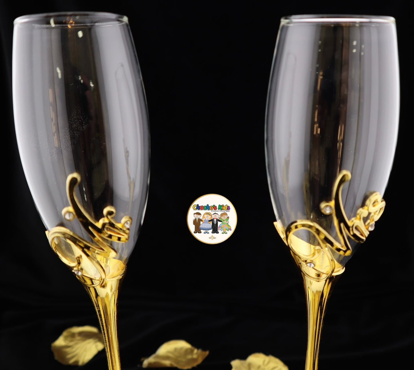 Super Elegant Wedding Wine Cups/ Wedding Flutes Set-Gold-002-Wedding Accessories-Chacho's Kids