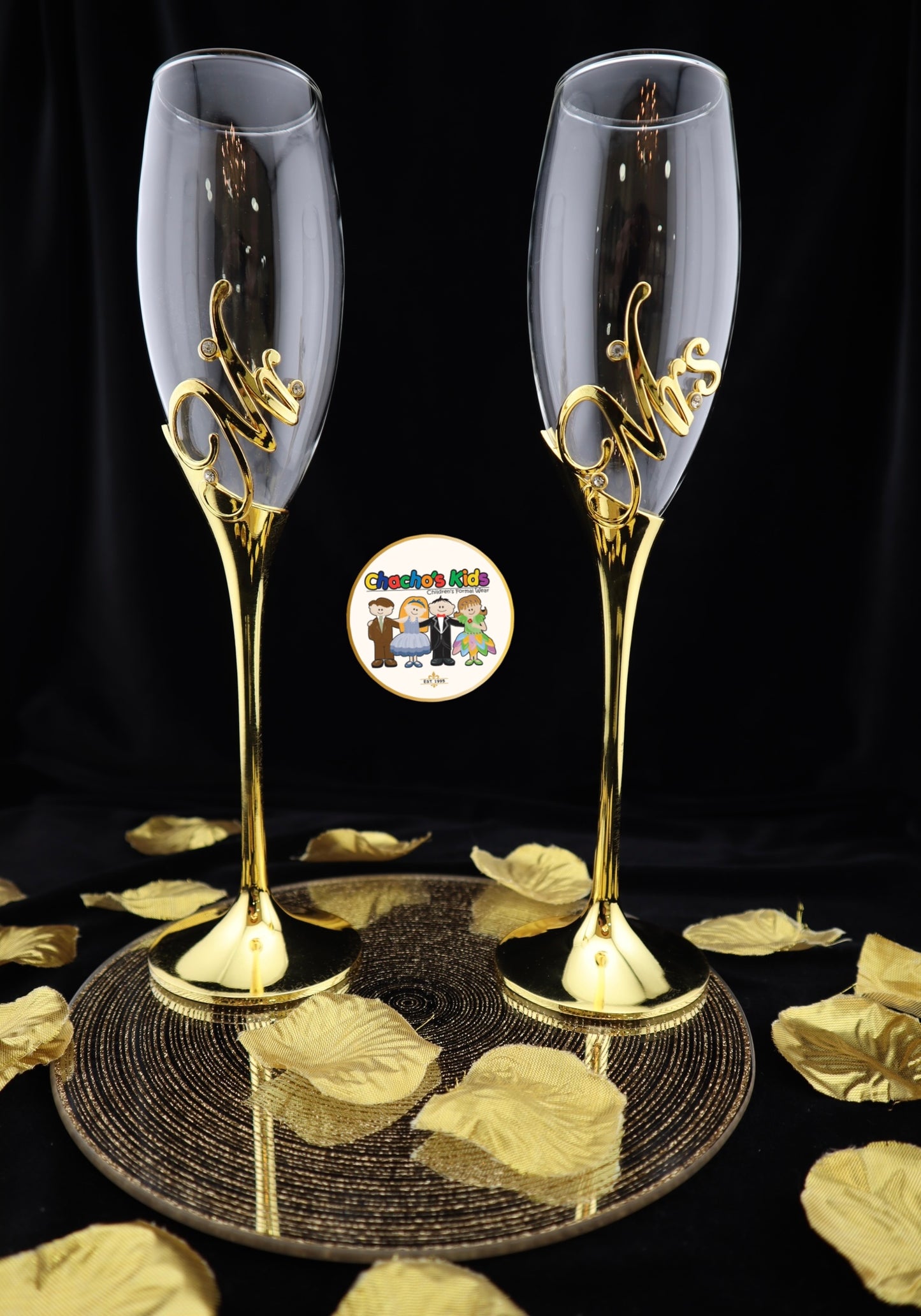 Super Elegant Wedding Wine Cups/ Wedding Flutes Set-Gold-002-Wedding Accessories-Chacho's Kids