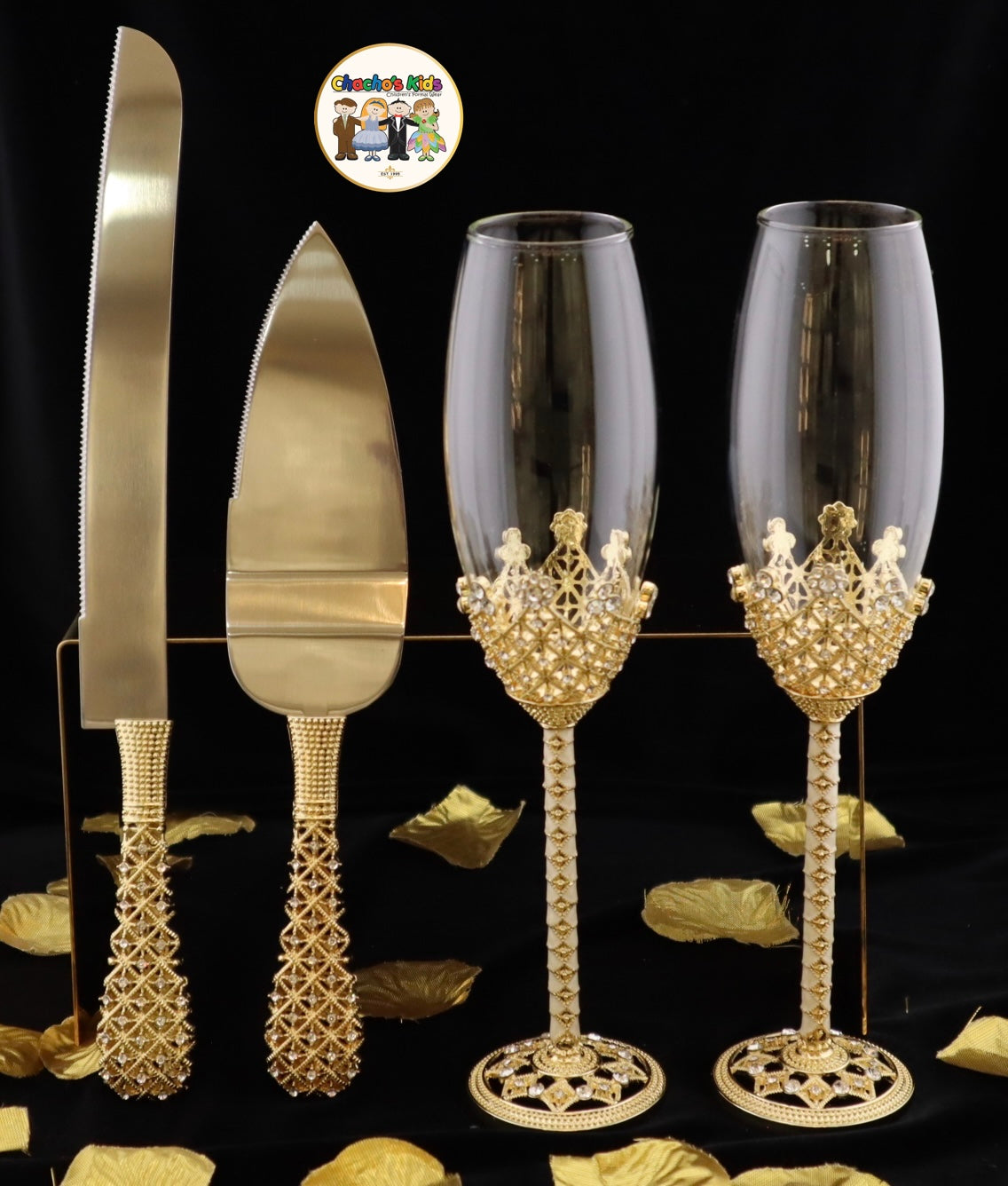 Wedding Flutes & Serving Set-Gold-800