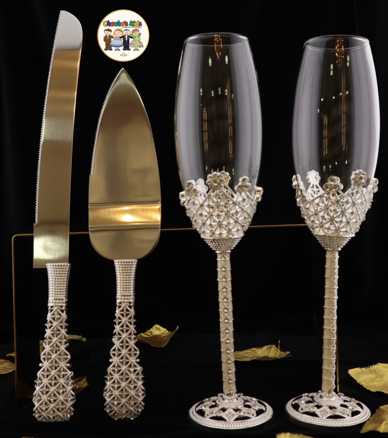 Wedding Flutes & Serving Set-Silver-800