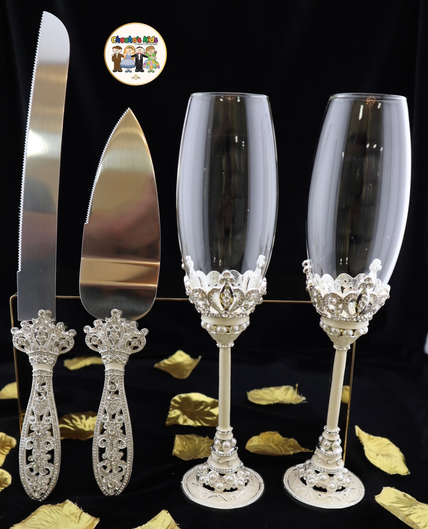 Wedding Flutes & Serving Set-Silver-803