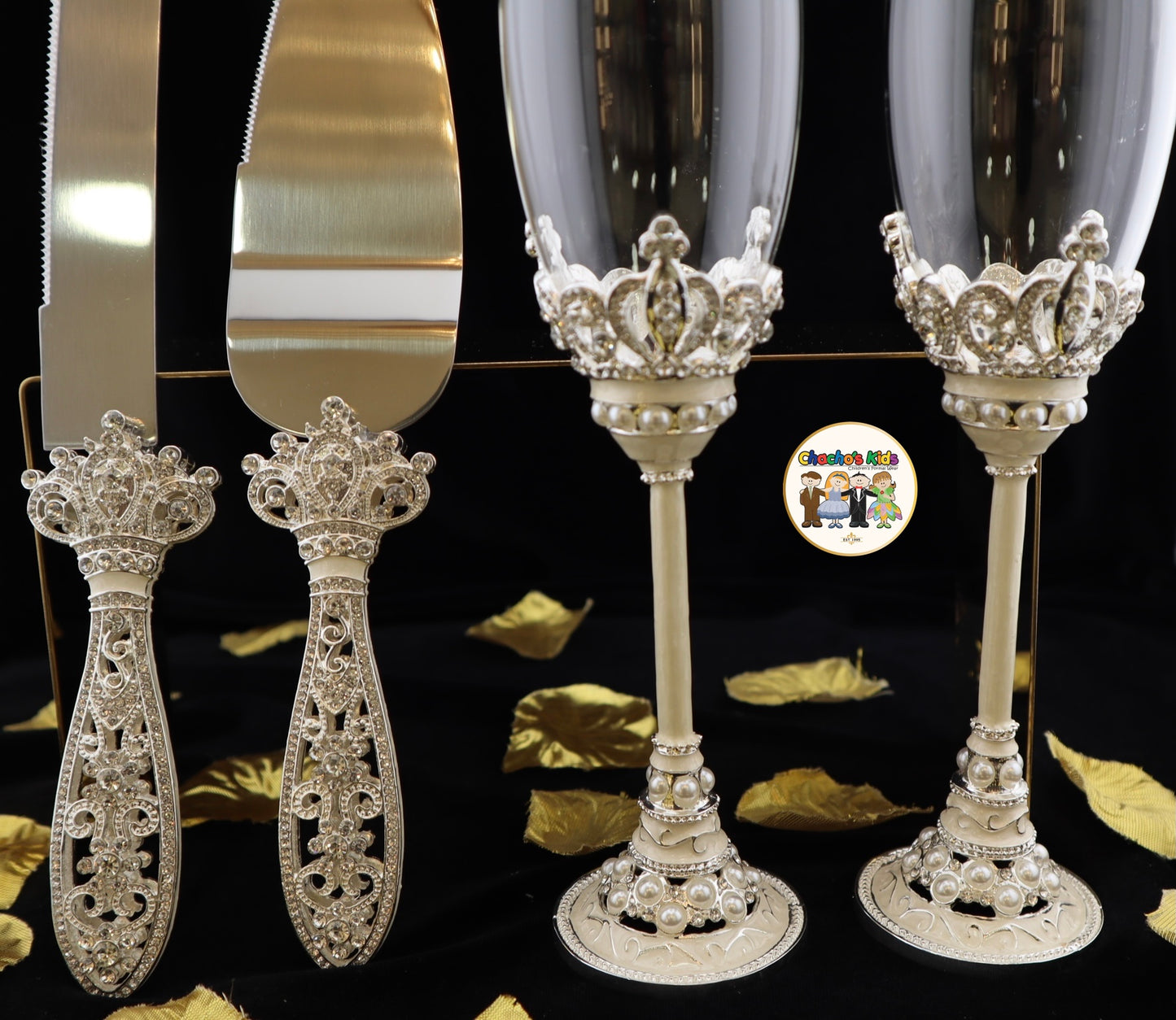 Wedding Flutes & Serving Set-Silver-803