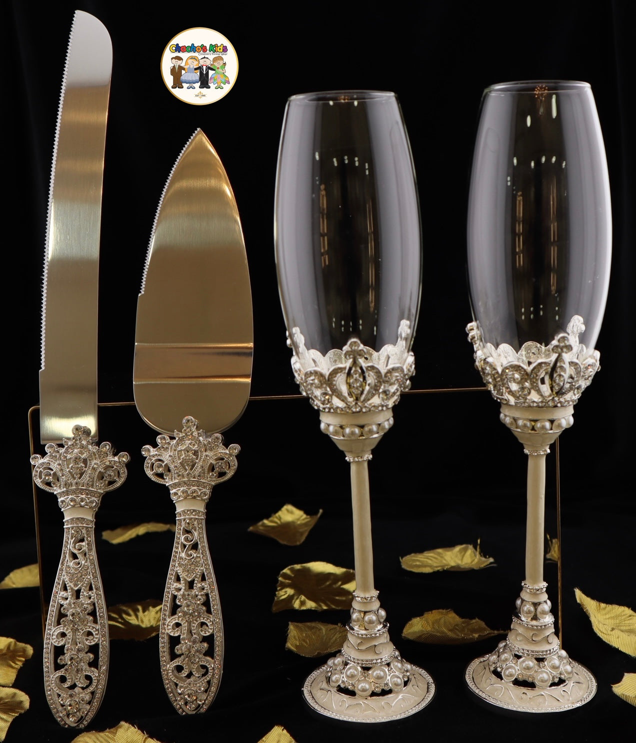 Wedding Flutes & Serving Set-Silver-803