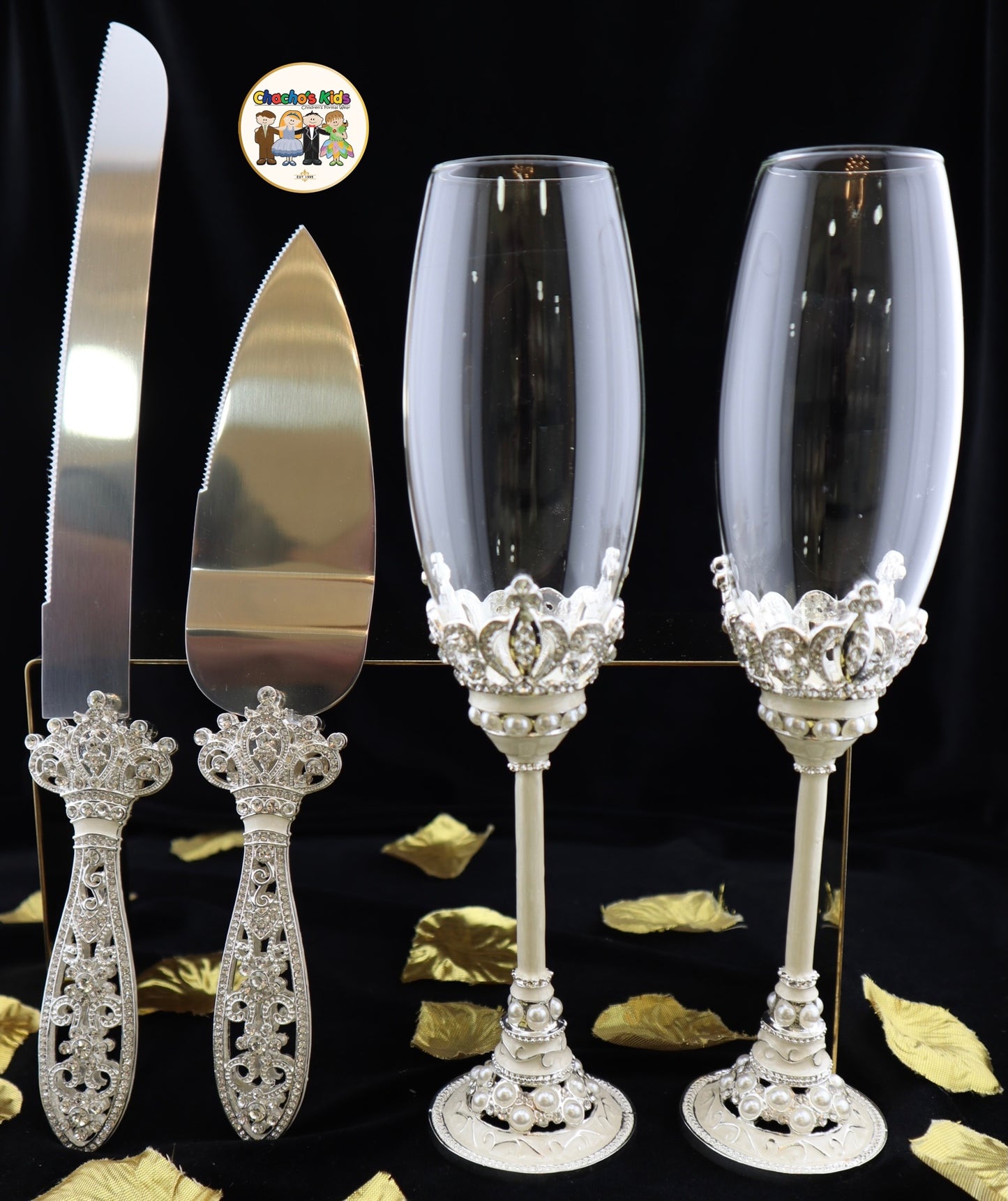 Wedding Flutes & Serving Set-Silver-803