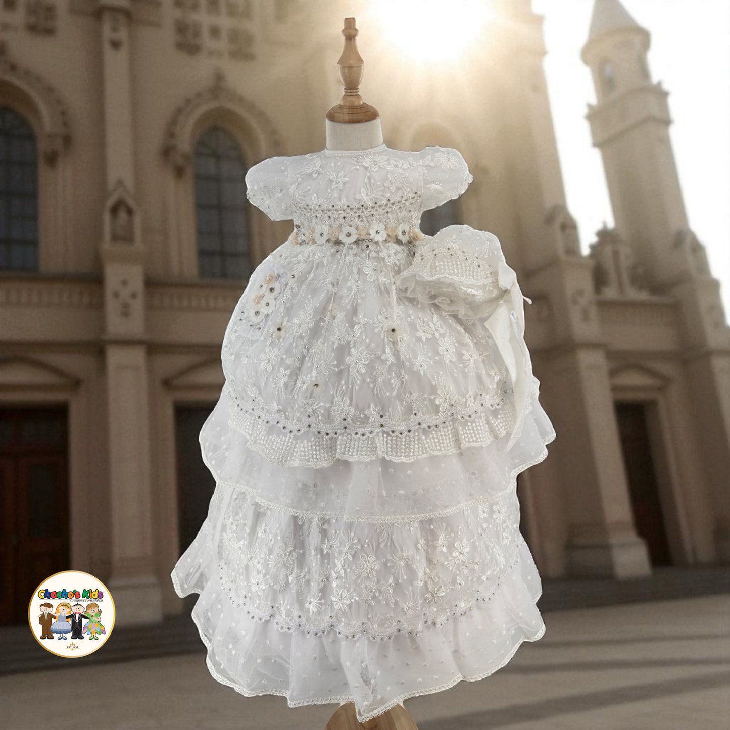 Girls Baptism Dress- White (Alicia)